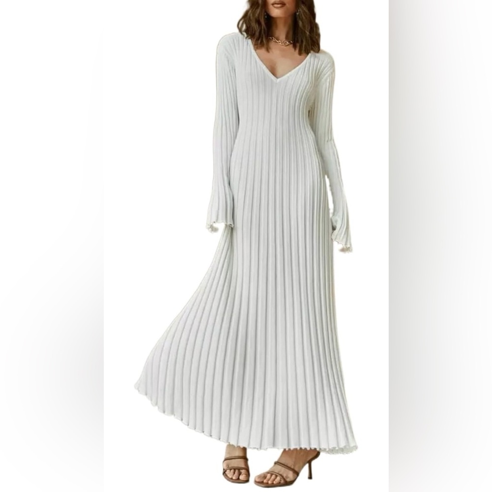 White ribbed maxi dress